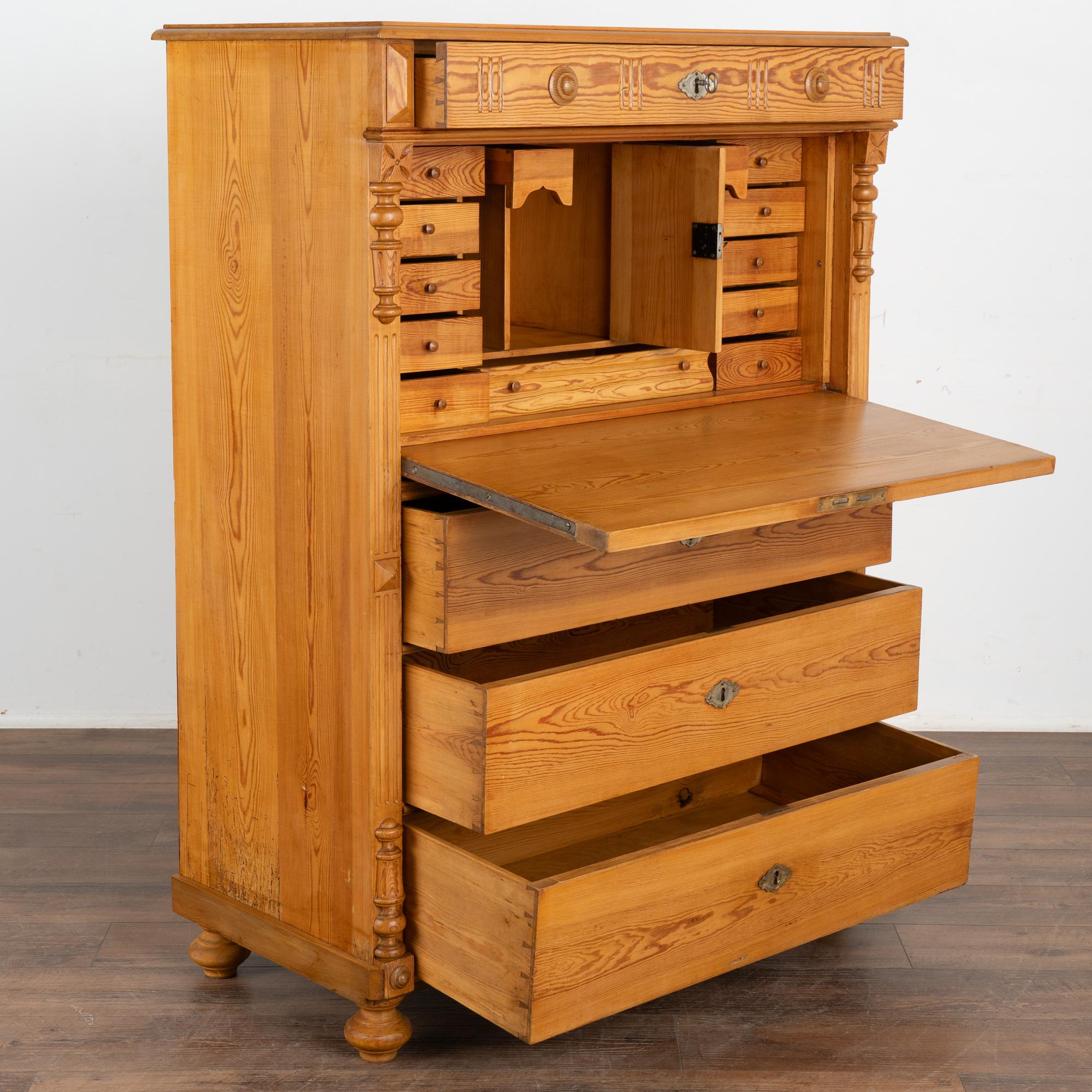 Antique Pine Secretary Desk, Sweden circa 1890